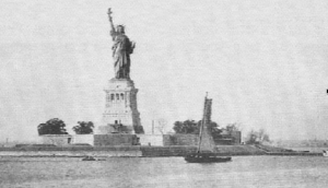 The Statue of Liberty as seen by immigrants as the ships that brought them to America entered New York Harbor